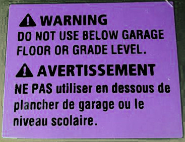 Do not use below garage floor